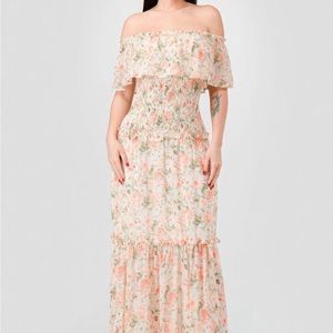 NWT Small Floral Chiffon Ruffled Tiered Maxi Dress